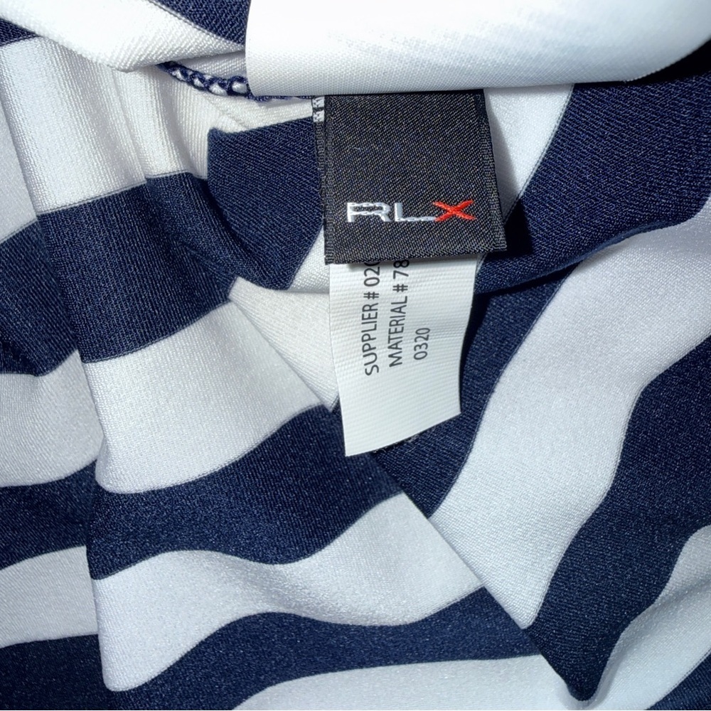 RLX Ralph Lauren XXL Navy White Stripe Golf Polo Performance Stretch - Picture 9 of 12